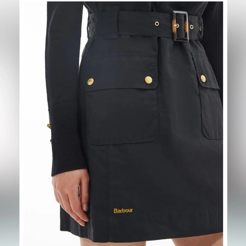 Barbour Black Mini Dress with Belt - Picture 2 of 13